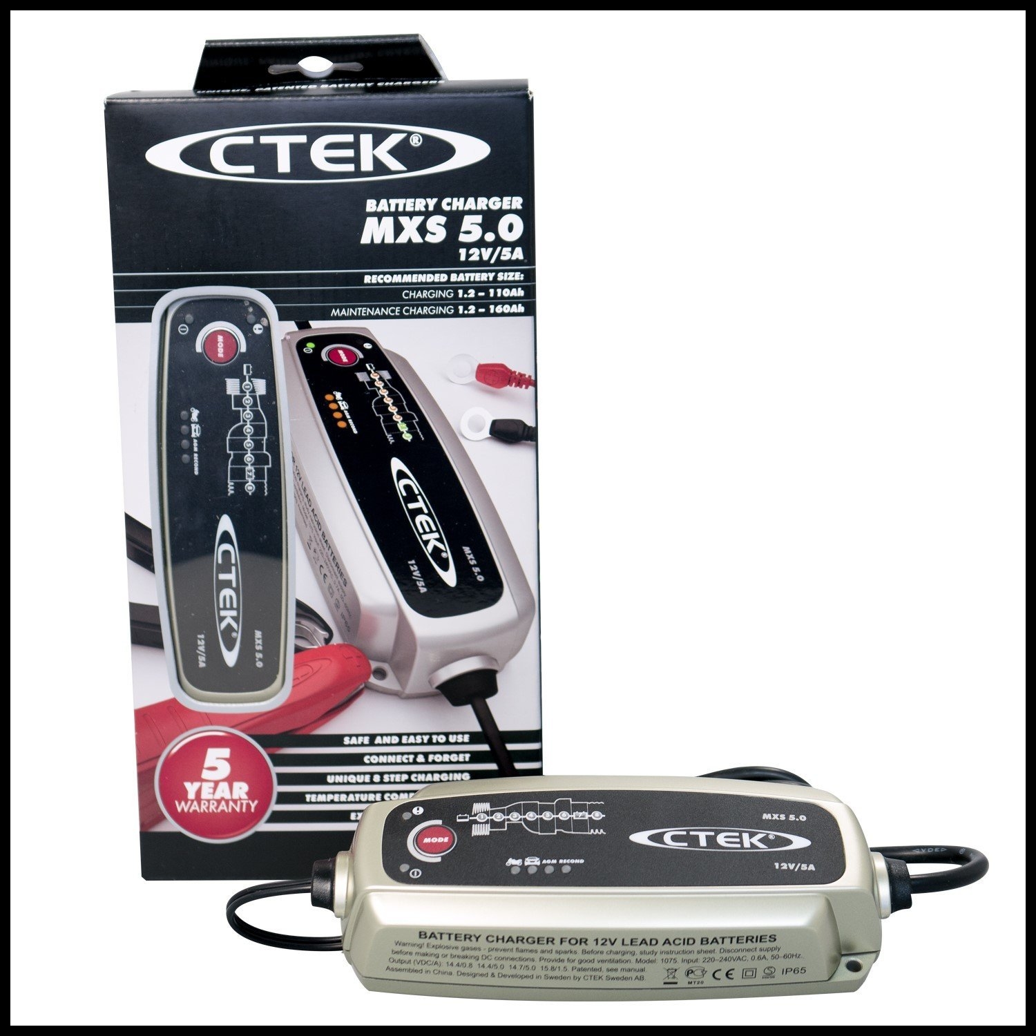 CTEK MXS 5 0 Fully Automatic Battery Charger Charges Maintains and Reconditions Car and Motorcycle Batteries 12V 5 Amp UK Plug Amazon Car &