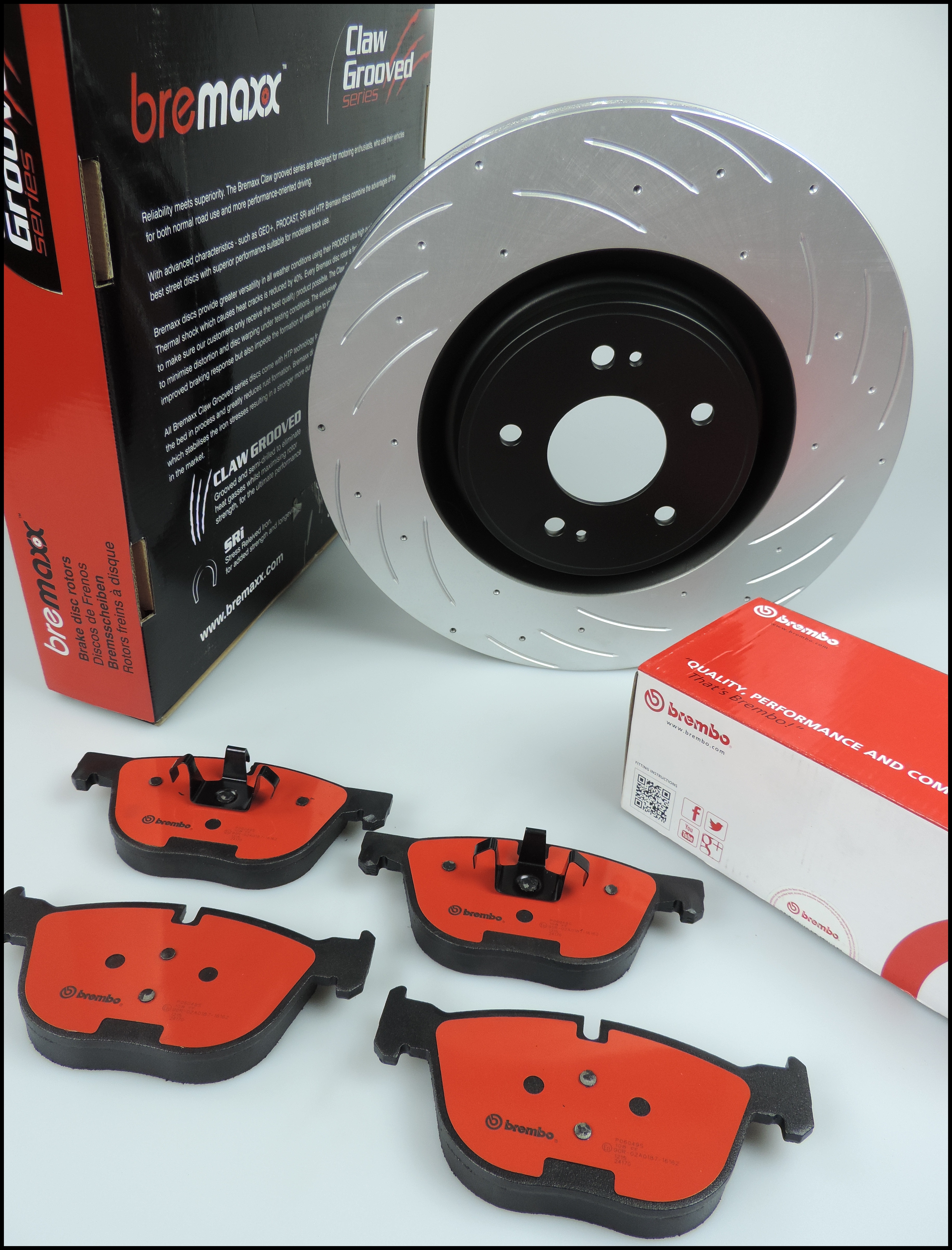 BREMBO brake pads & BREMAXX SLOTTED new disc rotors FRONT for BMW X5 E53